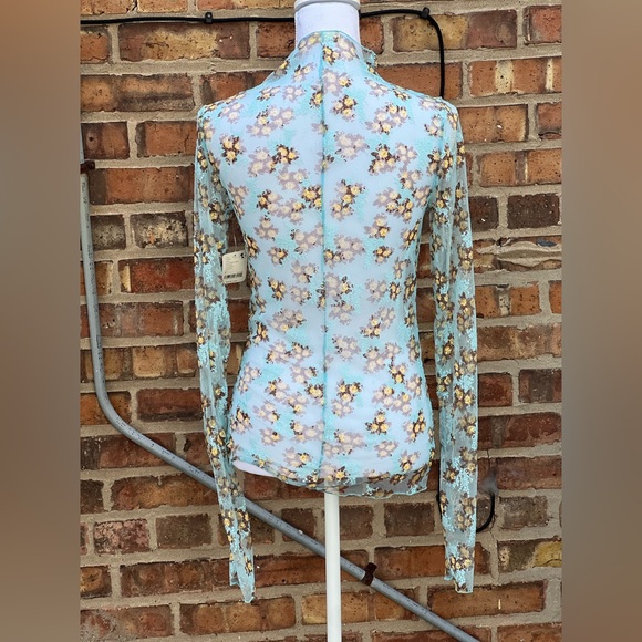 Free People Floral Lace Long Sleeve Blouse - Light Blue - Picture 3 of 4